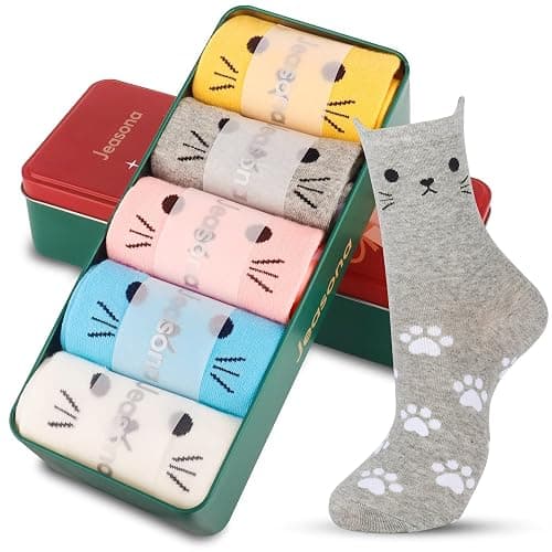 Jeasona Women's Cat Socks Cat Gifts Cute Animal Socks Dog Owl Gifts for Women thumbnail 4