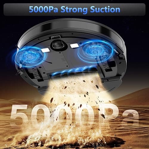 Tikom Robot Vacuum and Mop Combo, 5000Pa Robotic Vacuum Cleaner, 150 Min Max, App & Remote Control, Ideal for Hard Floor, Carpet, Pet Hair, Self-Charge(G8000 Max) thumbnail 2