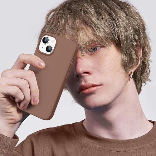 GolbinBox Magnetic for iPhone 13 Case & iPhone 14 Case, Compatible with MagSafe, [Soft Anti-Scratch Microfiber Lining], Slim Liquid Silicone Shockproof Protective Phone Case 6.1 inch, Brown thumbnail 8