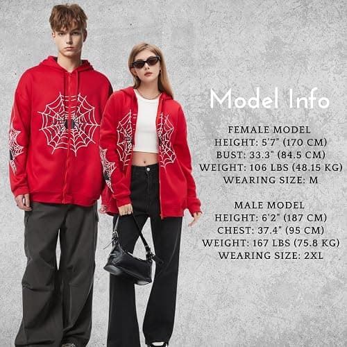 Hesaco Spider Graphic Hoodies Y2k Zip Up Hoodie Men Women Oversized Sweatshirts Y2k Jacket Streetwear Vintage Tops thumbnail 7