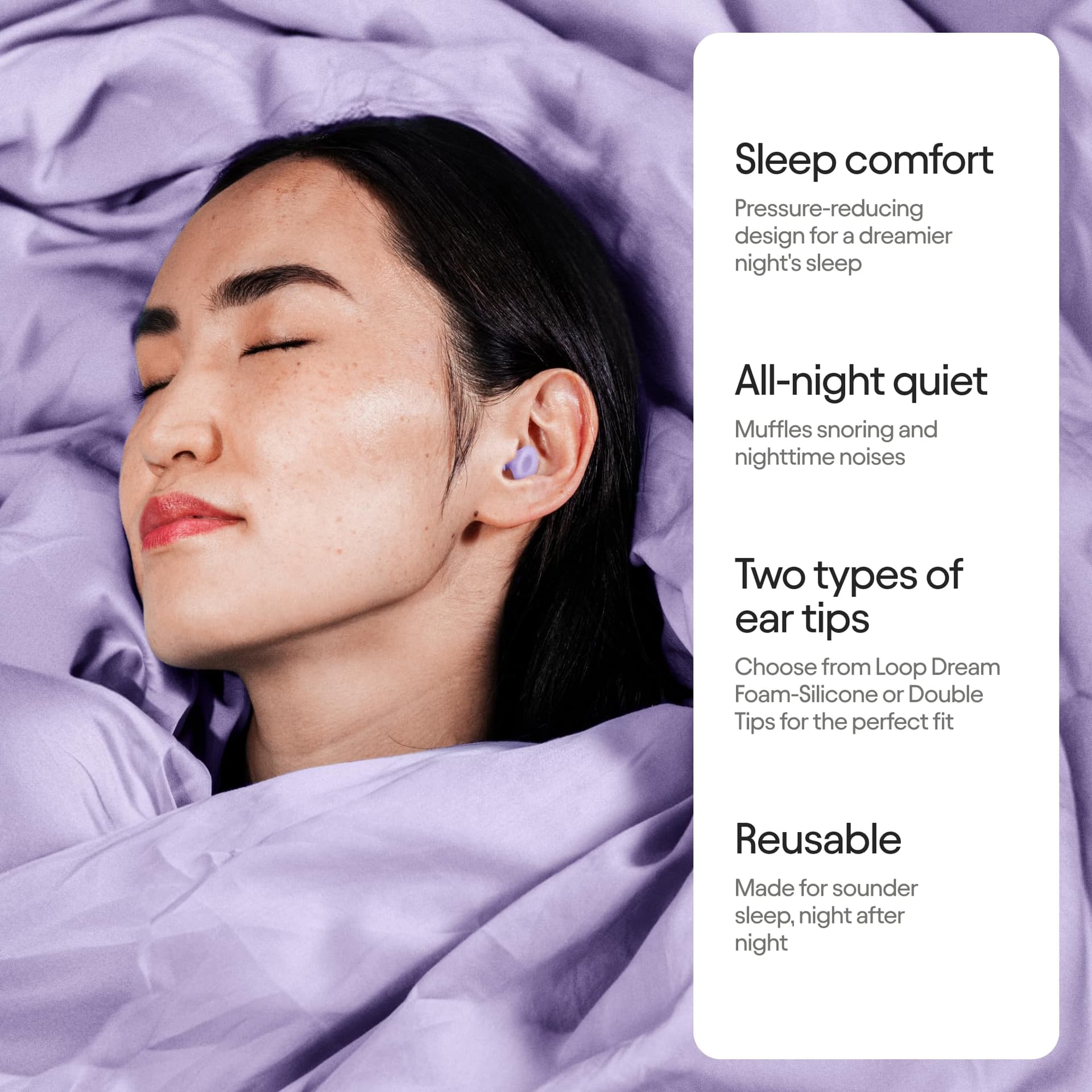 Loop Dream – Silicone/Memory Foam Earplugs for Sleep Comfort | Comfortable Ear Plugs for Muffling Snoring & Sleeping | Customized Fit | 27dB (SNR) Noise Reduction thumbnail 2