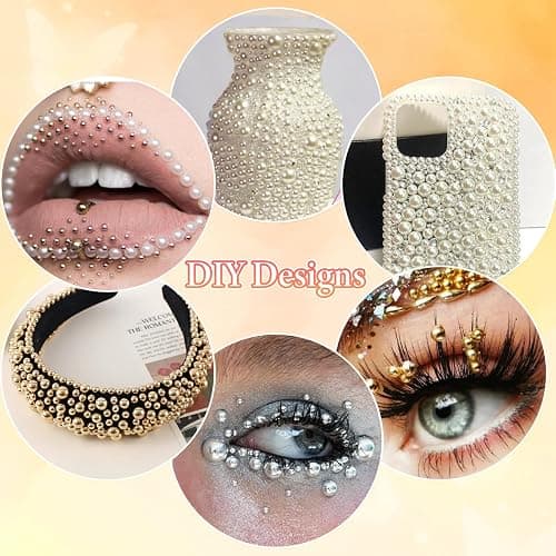 20000Pcs Gold Silver White Half Pearls for Crafting, Pearl for Nails | Flatback Pearls, 6 Sizes ABS Pearl Beads Gems for Nails Art DIY Crafts Embellishment Shoes Clothes Bags DIY Making thumbnail 7