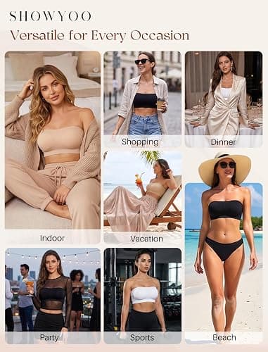 Strapless Bra for Women Non-Slip Bandeau Bra Push Up Invisible Seamless Wireless Bralettes No Underwire Padded Tube Top Bras thumbnail 6