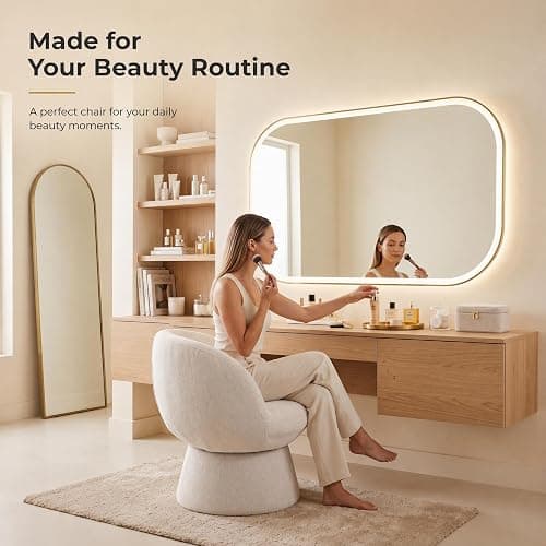  White Swivel Vanity Chair  thumbnail 4