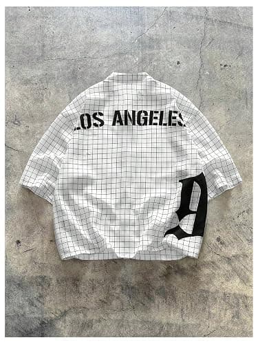 GORGLITTER Men's Cropped Shirt Casual Button Up Plaid Boxy Oversized Collar Short Sleeve Checkered Crop Tops Streetwear thumbnail 2