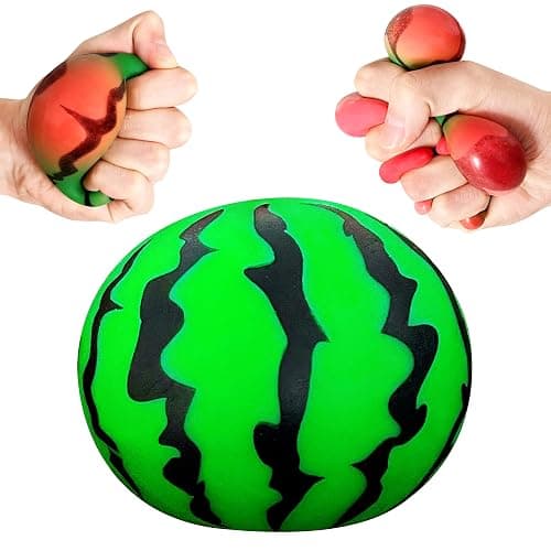 JIAHO Squishy Watermelon Stress Balls for Kids and Adults, Fruit Dough Balls, Fidget Toys, Anxiety Relief Stretch Balls, Squishy Toys for Kids Prizes, Party Favors | Change Color Squeeze Ball - Image 1
