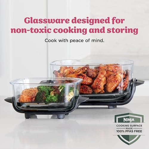 Ninja Crispi 4-in-1 Glass Air Fryer | 450°F | Non-Toxic | 4QT & 6-Cup Glass Containers w/Lids | Microwave, Freezer, Dishwasher Safe | Max Crisp, Air Fry, Bake, Recrisp | Cherry Crush | FN101DR thumbnail 15