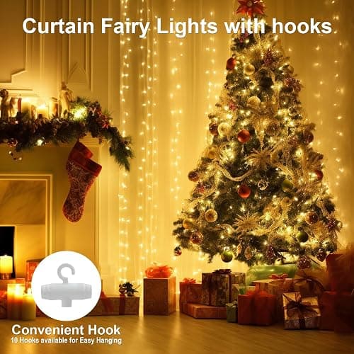 Lichtervorhang Warmweiß 200LED, 2mx2m LED Lichterketten Vorhang, Lichtervorhang innen USB Lichterkette LED Lichterkettenvorhang für Weihnachten Hochzeit Fenster Wand Zimmer Party Deko thumbnail 3