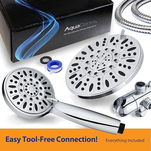 AquaDance for California - 7" Premium High Pressure 3-Way Rainfall Combo for Best of Both Worlds - Enjoy Luxury 6-Setting Rain Showerhead and Hand Held Shower Separately or Together - Chrome Finish thumbnail 6