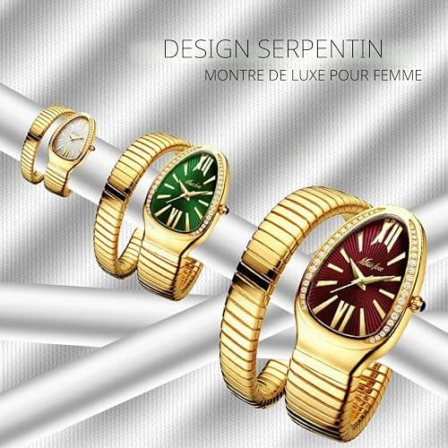 YLSZHYR Montre bracelet en forme de serpent pour femme, montre serpent en argent pour femme, montre bracelet en forme de serpent, montre bracelet pour femme, pour la Saint-Valentin, la fête des mères thumbnail 6