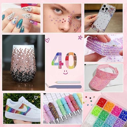 hautllaif 32000pcs Nail Art Rhinestones,40 Colors Bedazzling Kit，3mm Resin Flatback Rhinestone Kit with Tweezers & Pickup Pen,Bedazzler Kit for DIY Crafts,Nail Gems thumbnail 5