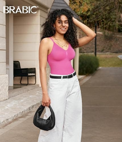 BRABIC Womens' Seamless Sleeveless V-Neck Bodysuit Shapewear Tummy Control thumbnail 3