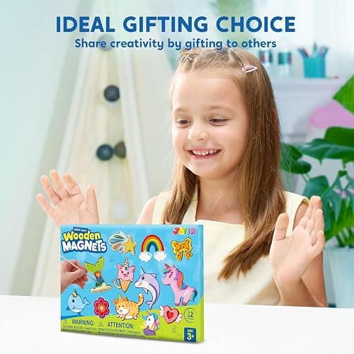 JOYIN 12 pcs Fantasy Wooden Magnets, Kids Unicorn Painting Craft, Spring and Rainy Day Activities School Art Projects, Toys for Kids Aged 3+ Birthday Easter thumbnail 8