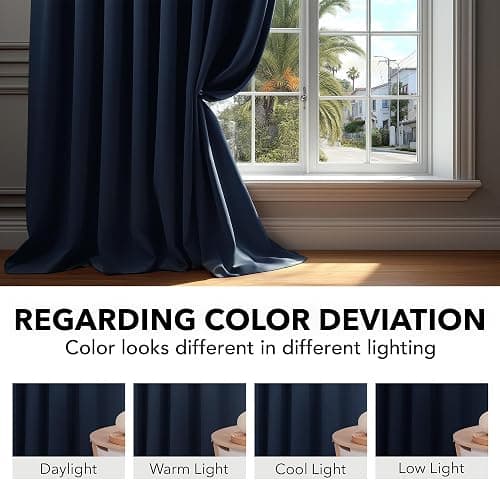 Deconovo Blackout Curtains, Thermal Insulated, W70 x L108 2 Panels, Back Tab, Machine Washable, Room-Darkening Drapes for Bedroom/Living Room Navy Blue thumbnail 7