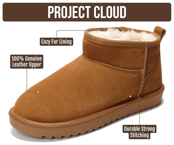 Project Cloud 100% Genuine Leather Comfortable Womens Ankle Boots | Water Resistant Memory Foam Insole Winter Shoes - Trendy Footwear Outdoor Fall Shoes for Women - Winter Boots for Women thumbnail 3