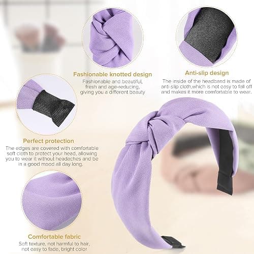 DiyJibb Headbands for Women Girls - 6PCS Stylish Top Knotted Headbands - Knotted Headband for Women - Head Bands Wide Hairband Hair Accessories thumbnail 3