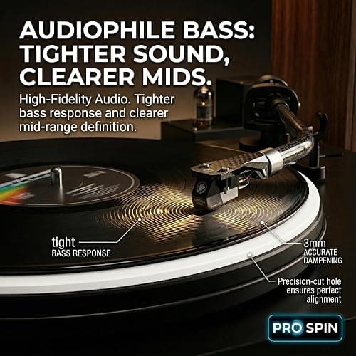PRO SPIN White Acrylic Turntable Mat - Platter Slipmat for 12" Vinyl Vintage Record Player - Antistatic Cover, Reduces Noise & Sounds from Static & Dust - Tighter Bass Quality, Record Player Mat thumbnail 5