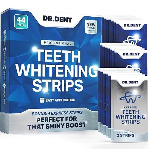 DRDENT Professional Teeth Whitening Strips - Pack of 44 Strip - 22 Treatments Kit - Safe for Enamel - Non Sensitive Teeth Whitening - Whitening Without Any Harm + Mouth Opener Included - 1 Count (Pack of 44) - Image 1