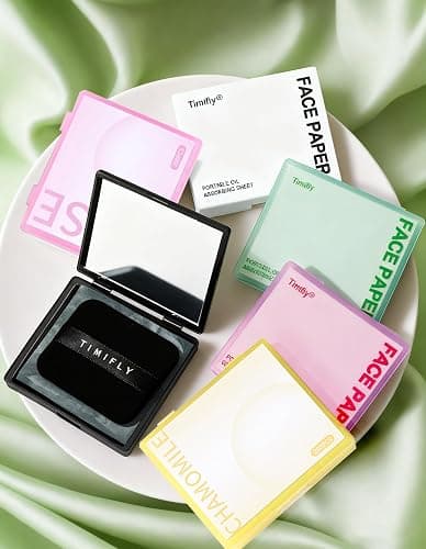 Oil Blotting Paper - 300 Sheets w/Mirror, Puff & Refills, Absorbs Excess Face Oil, Controls Shine, Gentle for Makeup Use thumbnail 9