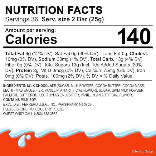 Kinder Chocolate, 18 Four Count Packs, Milk Chocolate Bar with Creamy Milky Filling, Individually Wrapped Candy, 1.8 oz Each thumbnail 2