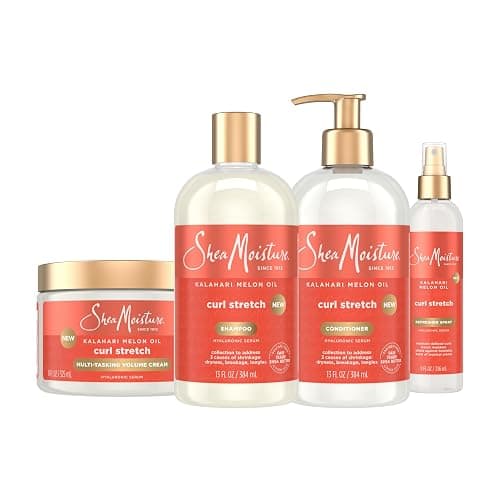 SheaMoisture Curl Stretch Shampoo, Conditioner, Volume Cream, and Refresher Spray with Kalahari Melon Oil and Hyaluronic Serum - Hydrates, Repairs Breakage, Detangles, Minimizes Shrinkage, 4 Pack - Image 1