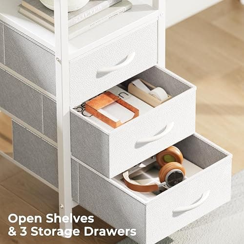 Huuger L Shaped Office Desk with Power Outlets, 47 Inch Computer Desk with 3 Drawers, Shelves, for Gaming, Corner Work, Home Office, Study, White thumbnail 6