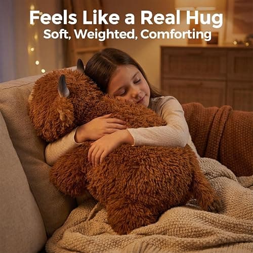 Mewaii 4 Lbs Weighted Stuffed Animals - Heavy Belly & Limbs, 23" Highland Cow Plush for a Realistic Hug, Super Soft Fluffy Plush Toy for Kids and Adults thumbnail 4