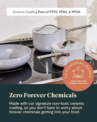 Caraway Deluxe Non-stick Ceramic Cookware Set (16 Piece) Pots, Frying Pans, Lids and Kitchen Storage - PFAS & PFOA Free - Oven Safe Pan Set & Compatible with All Stovetops - Navy thumbnail 5