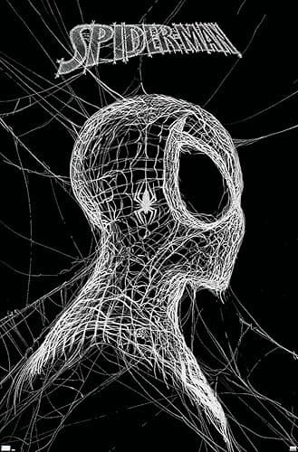 Trends International Marvel Spider-Man: World Of Webs - Black And White Wall Poster, 34L x 22.4W, Unframed Version - Image 1