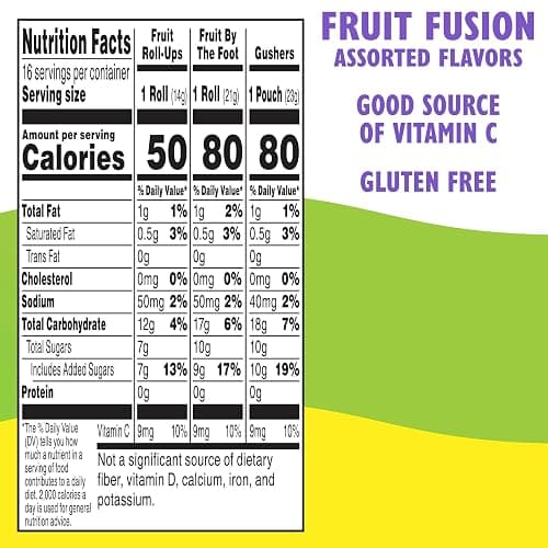 Fruit by the Foot Snacks Variety Pack - Fruit Roll-Ups, Gushers, Gluten Free Gummy Kids Snack, Good Source of Vitamin C, 16 Individually Wrapped Pouches, Perfect for On The Go, 10.2 oz Box thumbnail 2