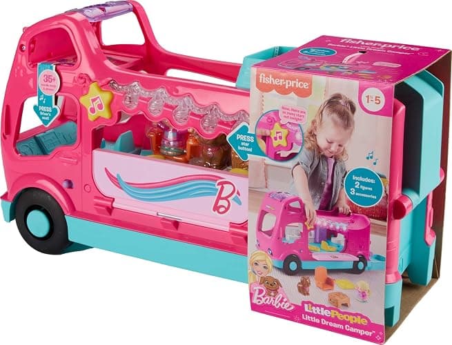 Fisher-Price Little People Toddler Toy Barbie Dreamcamper RV Playset with Music Lights & Figures for Pretend Play Kids Ages 18+ Months thumbnail 6