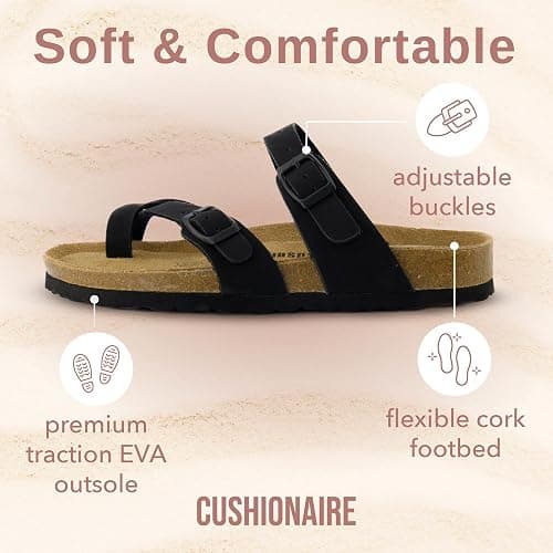 CUSHIONAIRE Women's Luna Cork Footbed Sandal With +Comfort thumbnail 4