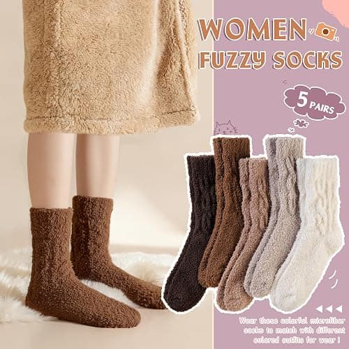 Womens Fuzzy Socks Slipper Fluffy Comfy Cozy Winter Soft Warm Fleece Cabin Plush Sleep Socks thumbnail 5