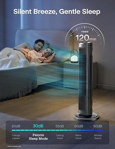 PELONIS 30 Inch Tower Fan for Bedroom, Quiet Oscillating Standing Fan with 3 Speeds, Portable Cooling Fan for Home Office Dorm Room, Auto-off Timer, Black, PFT28A2BBB thumbnail 6