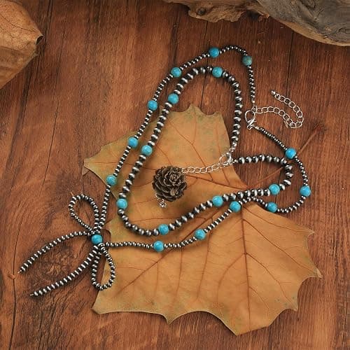 Navajo Pearl Bow Necklace Western Jewelry for Women Cowgirl Turquoise Necklaces Jewelry thumbnail 6
