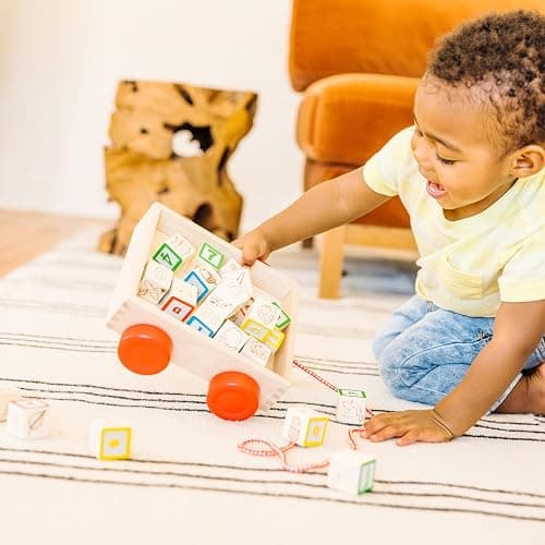 Melissa & Doug Classic ABC Wooden Block Cart Educational Toy with 30 1-Inch Solid Wood Blocks, Multicolor thumbnail 6