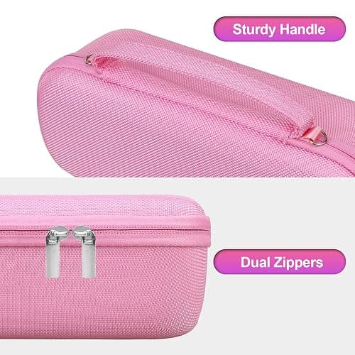 BOVKE Carrying Case for Beats Pill - Portable Bluetooth Speaker, New Beats Pill Wireless Speaker Travel Holder Bag with Extra Mesh Pocket for Charging Cables, Accessories, Pink thumbnail 5