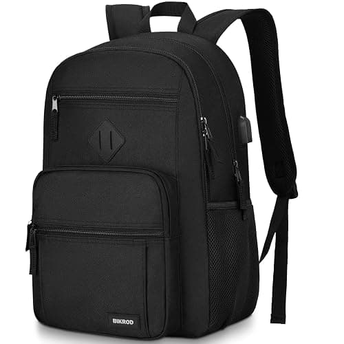 Black Backpack for Men and Women, Backpack for School Teens Boys and Girls, Lightweight Casual High School Bookbag, Daily-use Travel Laptop Backpack with USB Charging Port Fits 15.6 Inch Notebook - Image 1