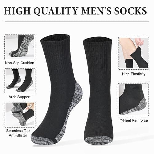 GEPAPE 20 Pairs Unisex Cotton Moisture Wicking Cushioned Comfortable Crew Workout Hiking Socks for Sport Running thumbnail 3