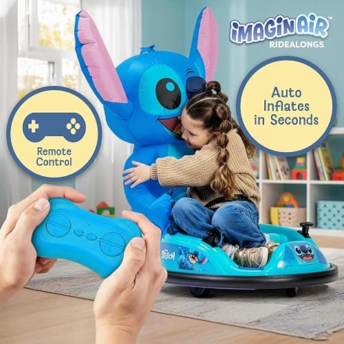 ImaginAir 6V Stitch Toys Kids Bumper Car - Kids Electric Ride On Car, Toddler Toy, Auto-Inflated, Parent Remote Control, 360° Spins, LED Lights, 1MPH Speed, Max Weight of 66lbs, Age 1.5-4yrs thumbnail 3