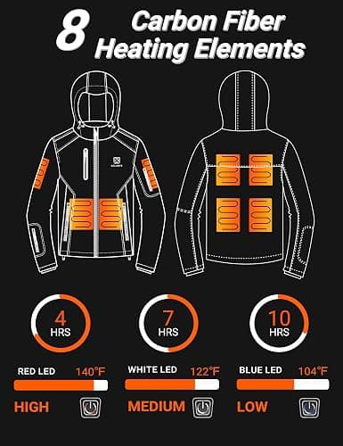 SOLJIKYE Heated Jacket for Men with 12V/20000mAh Battery Pack, Men's Winter Jackets Soft Shell Electric Heated Coat thumbnail 4