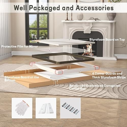 VANLIO 22x30 Inch Bronze Framed Bathroom Mirror, Brushed Bronze Metal Vanity Mirror, Bronze Rectangle Mirror, Rounded Corner, Tempered Glass, Anti-Rust, Shatterproof (Horizontal/Vertical) thumbnail 7
