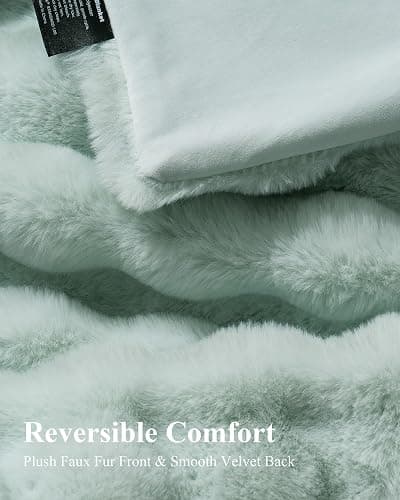 blunique Ultra Soft Cozy Faux Fur Throw Blanket, Fuzzy Plush Thick Bubble Blanket, Oversize Luxury Fluffy Blanket for Couch, Sofa, Bedroom, and Living Room,50x60 Inches, Misty Blue thumbnail 6