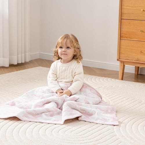 Berkshire Baby Blanket,Ultra-Plush Reversible Chenille Knit Toddler Blanket,Cute Pattern Nursery Crib Blanket,Ideal Baby Gift(30x40 Inches,Ribbon Bow White Pink) thumbnail 2