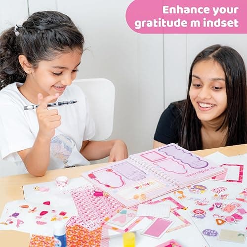 jackinthebox DIY Journal for Girls Ages 8-12, 242 pcs, Journaling kit, Tween Scrapbook, Includes 10 Mental Health Exercises, Girls Diary 8 9 10 11 12 Years - Pink thumbnail 5
