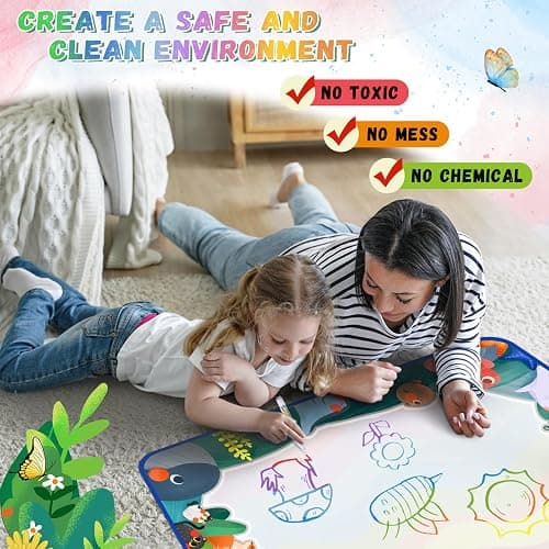 bemece Water Doodle Mat 40 x 32 Inches Aqua Painting Drawing Mat Mess Free Learning Toy Mat Early Education Gifts for Kids ChildrenToddlers Aged 3 4 5 6 7 Years Old thumbnail 7