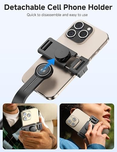 Portable Selfie Stick, 4 in 1 Extendable Phone Tripod Stand with Detachable Wireless Remote & Phone Holder 360° Rotating Mini Travel Tripod Compatible with iPhone 16/15/14/13 Pro/Android/Gopro thumbnail 6