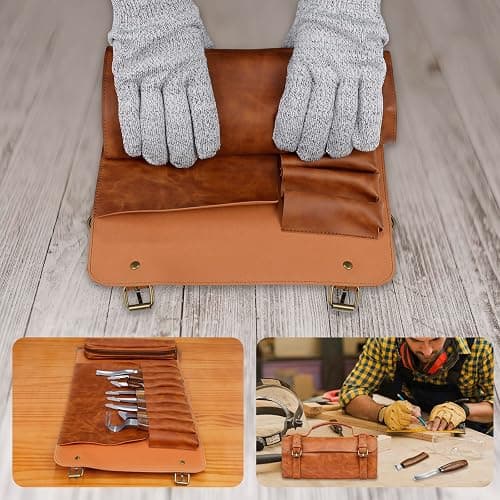 Tekchic Wood Carving Kit Deluxe-Whittling Knife, Wood Carving Knife Set, Wood Whittling Kit for Beginners, Carving Knife Woodworking Wood Carving Tools Set with Large Leather Case thumbnail 6