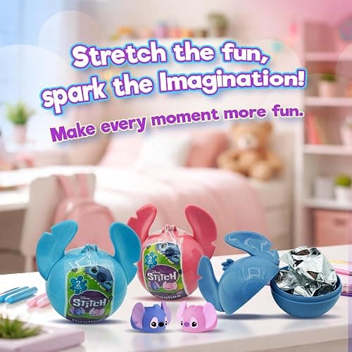 JA-RU Disney Stitch Jiggly Squishy Surprise UNbox Easter Egg | (1 Unit Assorted Color) with 2 Jigglies | Stretchy & Squeezy Sensory Fidget Toy | Includes Blue & Pink Stitch Figures. 7840-1 thumbnail 5