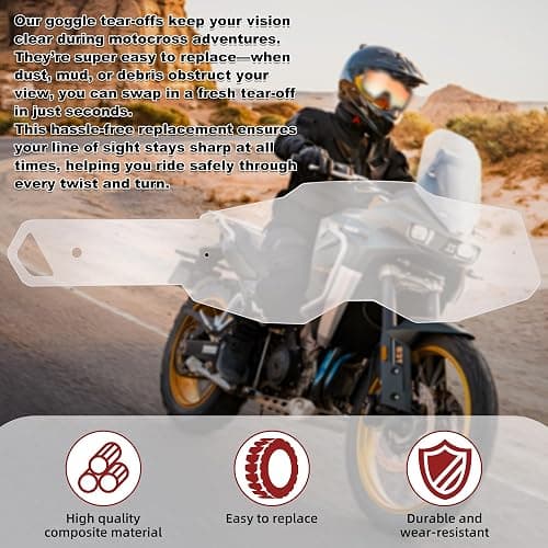 AGSISK 100 Percent Goggles Tear Offs for RC2/AC2/ST2/Strata2/Racecraft2/Accuri2 Gen 2 | Residue-Free MX Lens Protection thumbnail 5